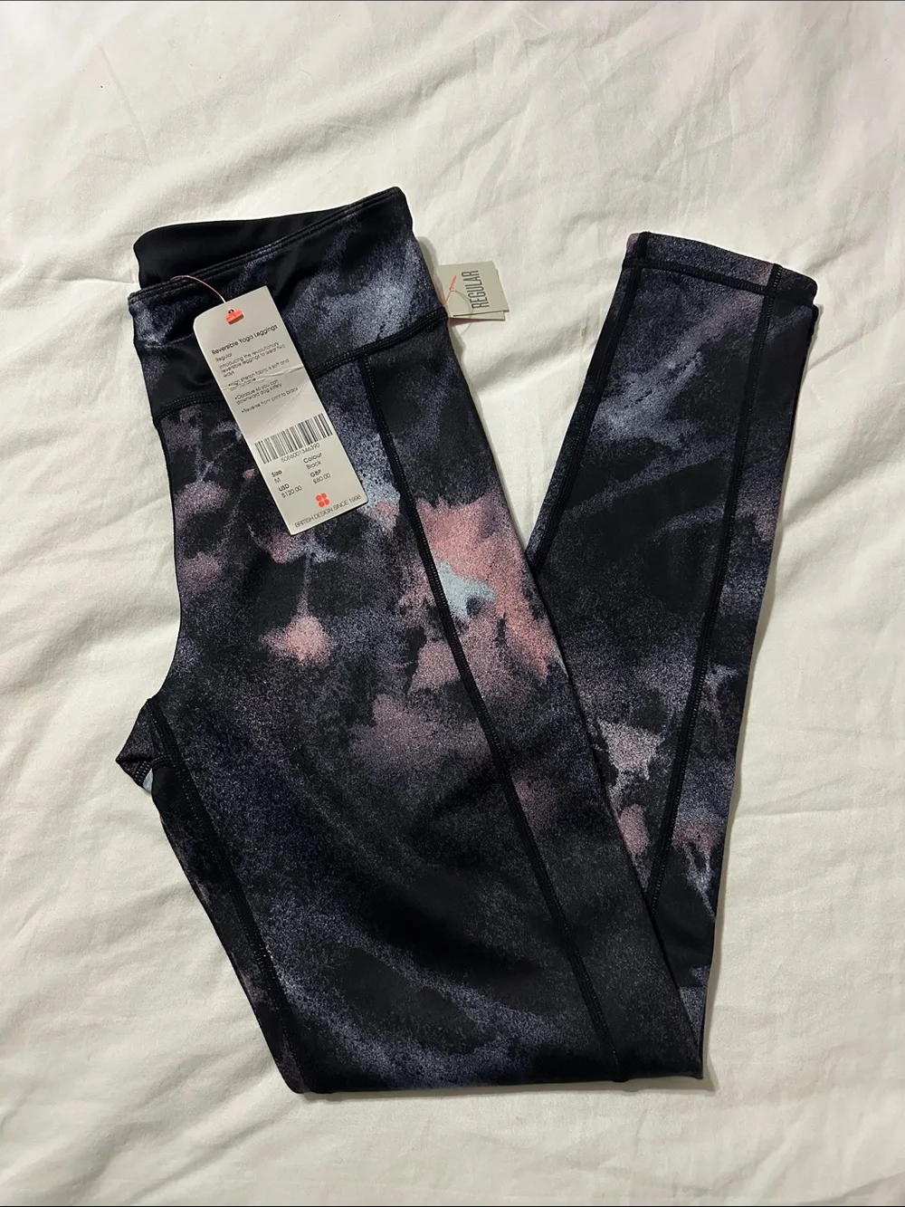 Sweaty Betty Black and Pink High-Waist Printed Leggings REVERSIBLE - Picture 3 of 7